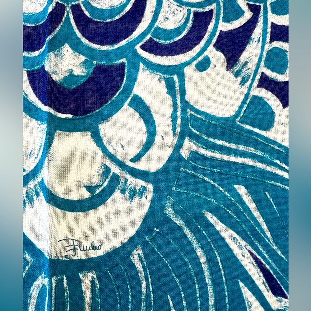 Emilio Pucci Blue Pattern Wool/Silk Scarf